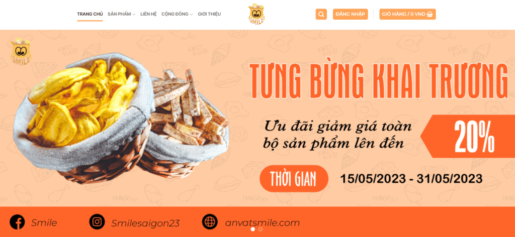 Cứa hàng bán đồ ăn vặt online