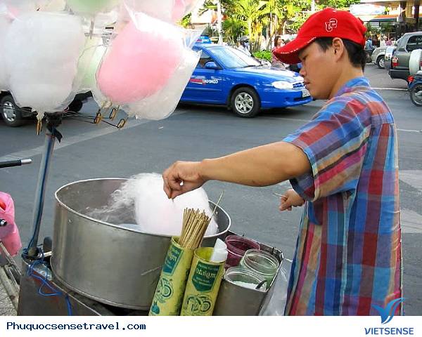 kẹo bông gòn món ăn vặt tuổi thơ