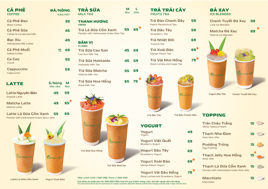 Chốn Bình Yên Coffee Biên Hòa - Menu đồ uống