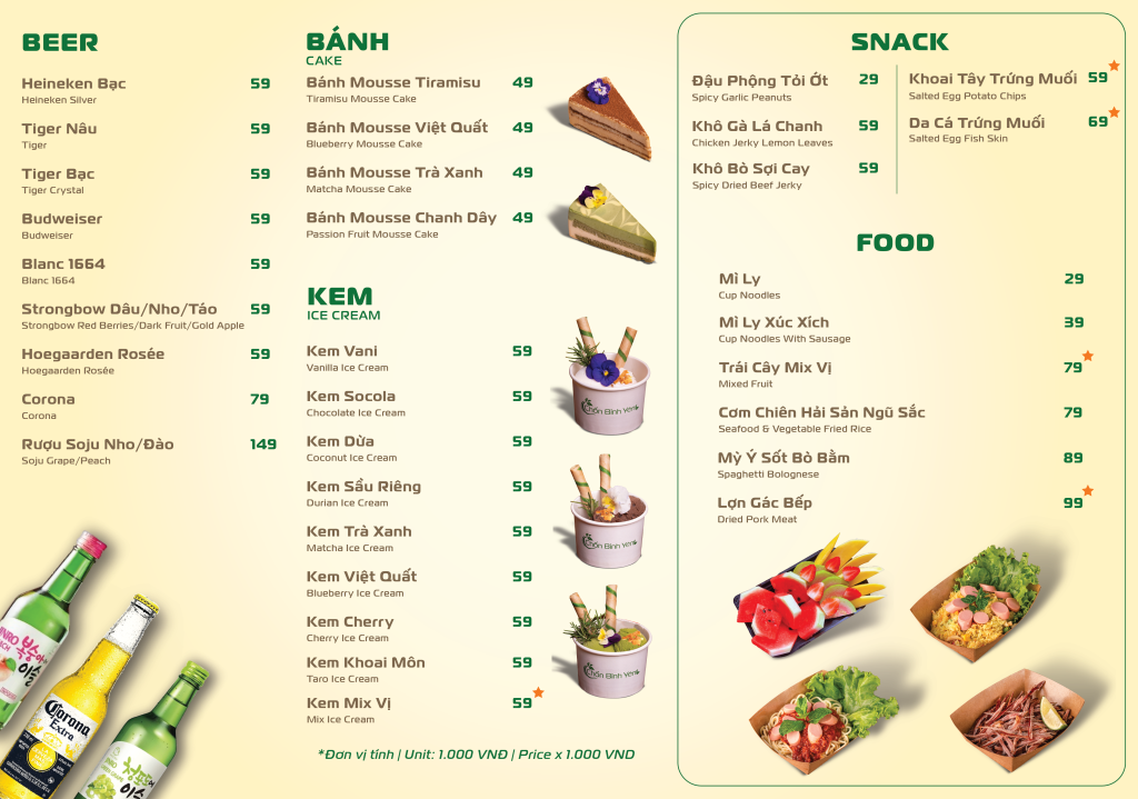 Chốn Bình Yên Coffee Biên Hòa - Menu đồ ăn