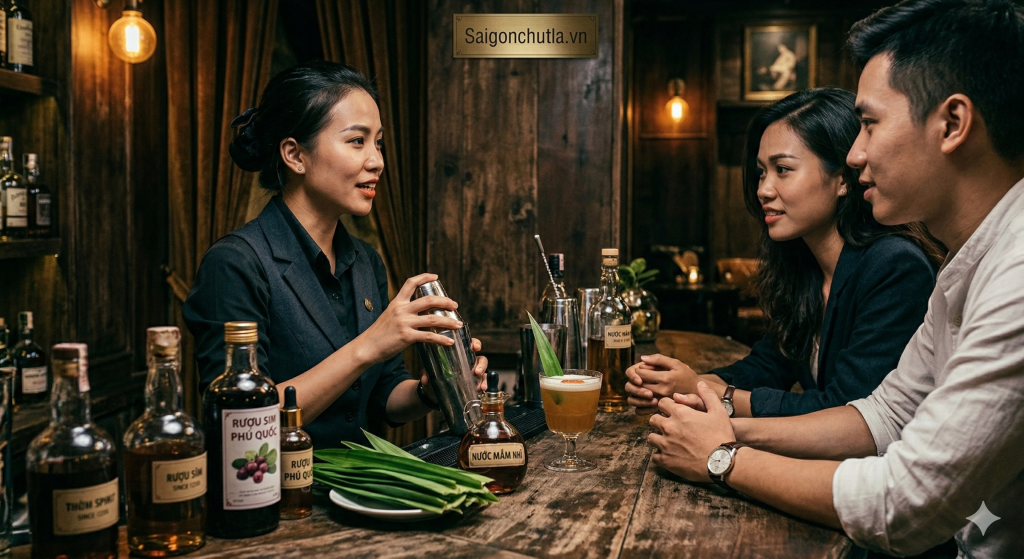 Nghệ thuật pha chế trong hidden bar sài gòn